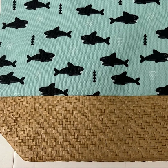 Marca The Seaside Style Shark Canvas Look Paper Straw Tote Large - Picture 11 of 15